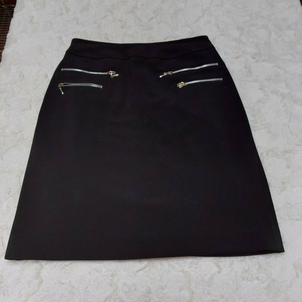 Barrie Pace Womens Viscose Blend Zipper Pocket Pencil Skirt Sz 4P Black USA Made